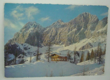 Ansichtskarte Thürlwandhütte mit Dachstein-Südwänden (1962)