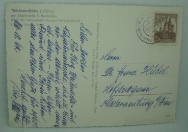 Ansichtskarte Thürlwandhütte mit Dachstein-Südwänden (1962)