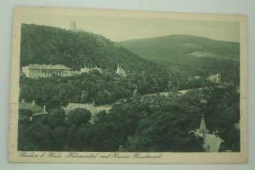 Ansichtskarte Baden b. Wien, Helenental mit Ruine Rauheneck (1928)