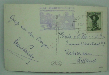 Ansichtskarte Hohe Wand, Große Kanzel gegen Schneeberg (1955)