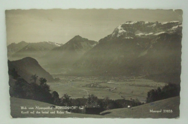Ansichtskarte Blick vom Alpengasthof "Fürstenhof" bei Kundl auf das Inntal und Rofan, Tirol (1958)