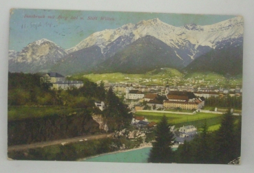 Ansichtskarte Innsbruck mit Berg Isel u. Stift Wilten (1914)