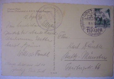 Ansichtskarte Allgäuer-Alpen, Ostlerhütte (1936)